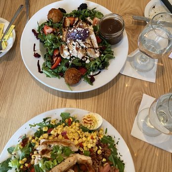 Juniper on Main - Forsyth Fig Salad (top) and Telfair Cobb Salad (bottom) - Southern Near Me - Carmel, Indiana Juniper on Main - Forsyth Fig Salad (top) and Telfair Cobb Salad (bottom) - Southern Near Me - Carmel, Indiana
