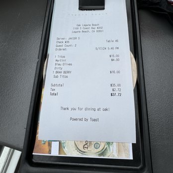 Oak - Receipt - New American Near Me - Laguna Beach, California Oak - Receipt - New American Near Me - Laguna Beach, California