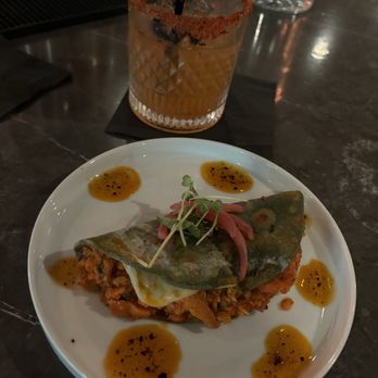 Sabina Mezcaleria - Spicy Chipotle (drink) & Smoked Fish Quesadilla - Cocktail Bars Near Me - Boston, Massachusetts