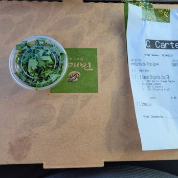 Panera Bread - Keeps leaving off my cilantro from my Flatbread. The 2nd time. - Sandwiches Near Me - Summerville, South Carolina Panera Bread - Keeps leaving off my cilantro from my Flatbread. The 2nd time. - Sandwiches Near Me - Summerville, South Carolina