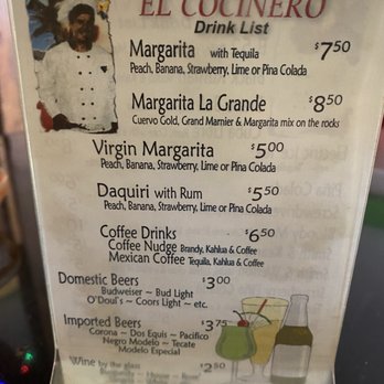 El Cocinero - Drink Menu - Mexican Near Me - Prairie City, Oregon