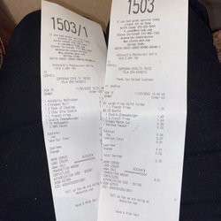 McDonald's - Receipt of day and time this order was taken.