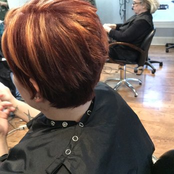David's Salon & Spa - Light golden highlights with pippin' red! - Hair Salons Near Me - Cornelius, North Carolina David's Salon & Spa - Light golden highlights with pippin' red! - Hair Salons Near Me - Cornelius, North Carolina