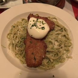 Creamy Linguini pesto chicken cutlet burrata Creamy Linguini pesto chicken cutlet burrata