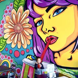 Hippie Burger - Beautiful mural on the wall. This wall alone makes this restaurant so much more intriguing in this older town right off the Ohio River.