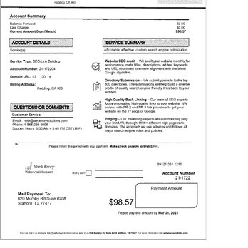 Web Envy Solutions - Fraudulent Invoice faxed by Web Envy - Advertising Near Me Web Envy Solutions - Fraudulent Invoice faxed by Web Envy - Advertising Near Me