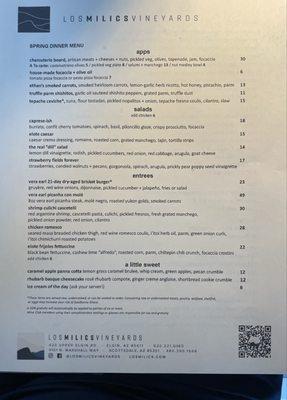 Menu photo 4 Los Milics Vineyards Tucson, AZ Menu photo 4 Los Milics Vineyards Tucson, AZ