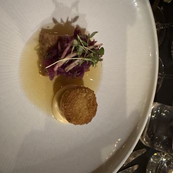 PASSIO Keittiö ja Baari - Pork terrine and crocquet, red cabbage, with smoked ham broth.  To die for. - Modern European Near Me - Helsinki, 18