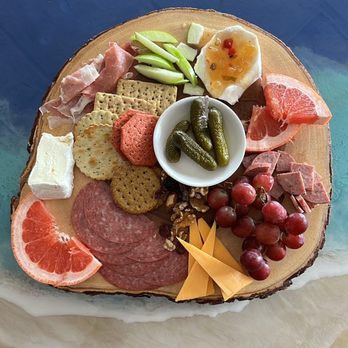 SPI Wine Bar - a platter of meats, cheeses, and grapes - Wine Bars Near Me - South Padre Island, Texas