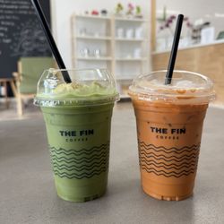 Matcha banana pudding & dirty Thai tea