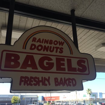 Rainbow Donuts - a sign for bagels freshin baked - Donuts Near Me - Phoenix, Arizona