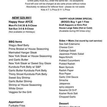 Shinobu Japanese BBQ - Happy hour menu - Barbeque Near Me - Westminster, California