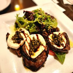 Caprese salad with grilled eggplant