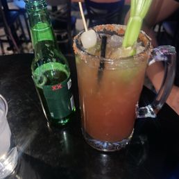 Clamato/red beer Clamato/red beer