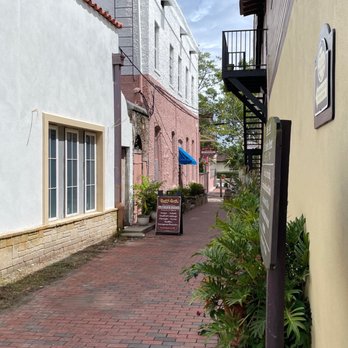 Gaufre's & Goods - a narrow street in a small town - Greek Near Me - St. Augustine, Florida