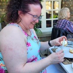 Afternoon Tea at The Montague on The Gardens - Whacking some clotted cream