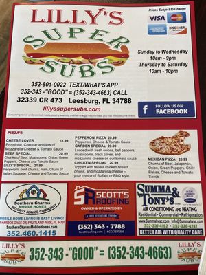 Menu photo 1 Lilly's Super Subs Leesburg, FL Menu photo 1 Lilly's Super Subs Leesburg, FL