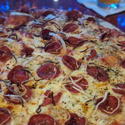 Donerick's Pub - Pepperoni and onion pizza.