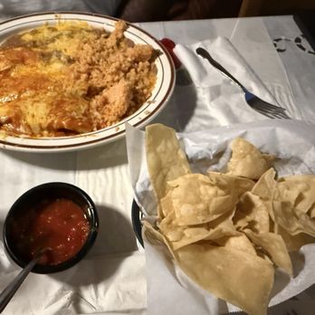 El Farolito - Papa's Plate with three chicken enchiladas in red sauce - Mexican Near Me - Placentia, California