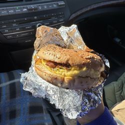 Admirals Dough Joe - Bacon egg and cheese on an everything bagel