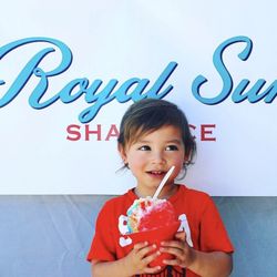Royal Sun Shave Ice - This little guy didn't have to go to Hawaii to have his first real shave ice