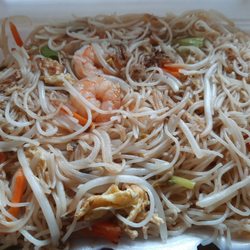 New Bamboo Fusion - Shrimp chow mei fun (rice noodles like angel hair pasta).
