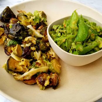 Flower Child - Vegetarian Sides (Yuzu Brussels Sprouts and Charred Asparagus Slaw) - Salad Near Me - Del Mar, California Flower Child - Vegetarian Sides (Yuzu Brussels Sprouts and Charred Asparagus Slaw) - Salad Near Me - Del Mar, California