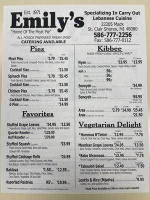 Menu photo 2 Emilys Delicatessen Saint Clair Shores, MI