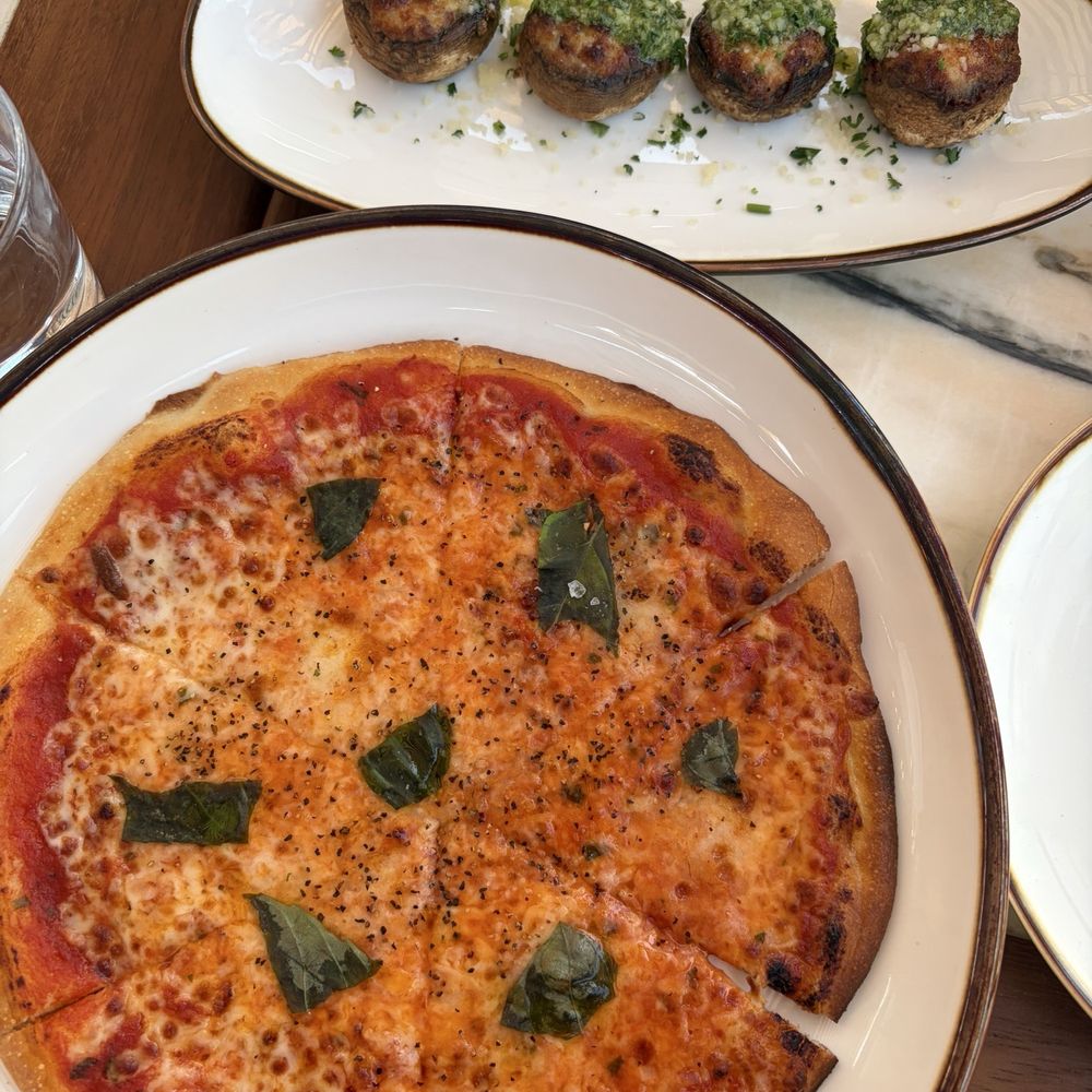 Bacari - Margarita pizza and stuffed mushrooms - Mediterranean Near Me - Long Beach, California Bacari - Margarita pizza and stuffed mushrooms - Mediterranean Near Me - Long Beach, California