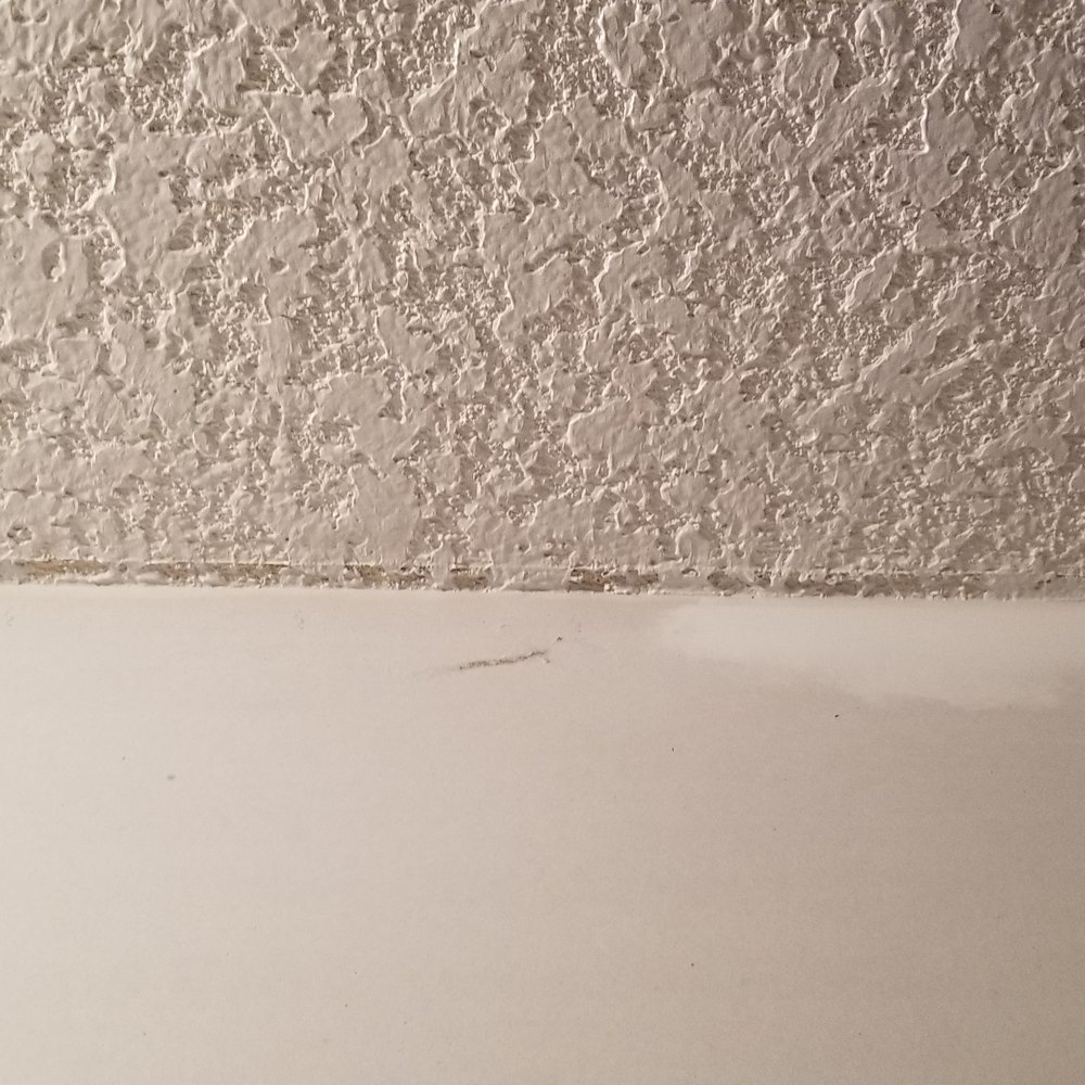 Blue Sky Popcorn Removal - Clear line of caulk that the texture was just shot over (popcorn clearly wasn't scraped)(master bedroom) Yes these are all different rooms. - Drywall Installation & Repair Near Me - Margate, Florida Blue Sky Popcorn Removal - Clear line of caulk that the texture was just shot over (popcorn clearly wasn't scraped)(master bedroom) Yes these are all different rooms. - Drywall Installation & Repair Near Me - Margate, Florida
