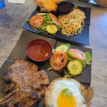 Waterfall Chicken - Com tam and waterfall chicken with garlic noodles - Vietnamese Near Me - Huntington Beach, California