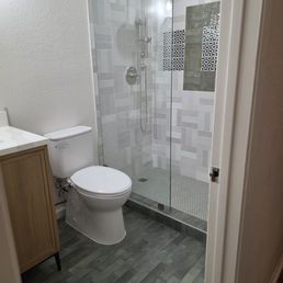 Floor and shower door. Floor and shower door.