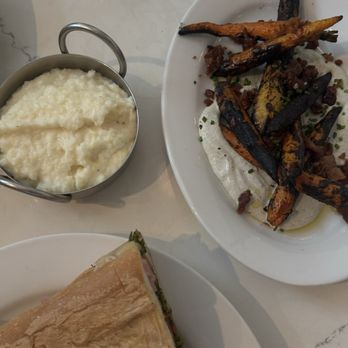 Willa's - Charred Broccolini Melt, Grits, & Honey Roasted Aleppo Carrots - New American Near Me - Tampa, Florida Willa's - Charred Broccolini Melt, Grits, & Honey Roasted Aleppo Carrots - New American Near Me - Tampa, Florida