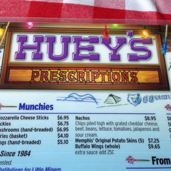 Huey's Midtown - Menu shot - Burgers Near Me - Memphis, Tennessee