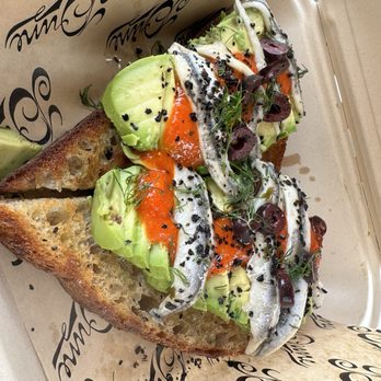 Dune - Bocquerones Toast - avocado sourdough toast with anchovies YUM! - Falafel Near Me - Los Angeles, California Dune - Bocquerones Toast - avocado sourdough toast with anchovies YUM! - Falafel Near Me - Los Angeles, California