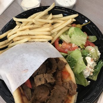 Greek Street Grill - Gyro combo with fries and salad and drink for about $10. Sorry ate some already cause it smelt so good. - Greek Near Me - Riverside, California