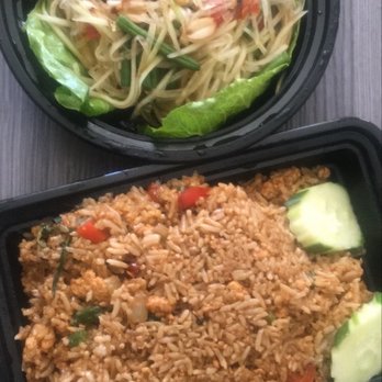 Thai Chef - Spicy basil fried rice ($14) and papaya salad ($13) - Thai Near Me - Burnaby, British Columbia