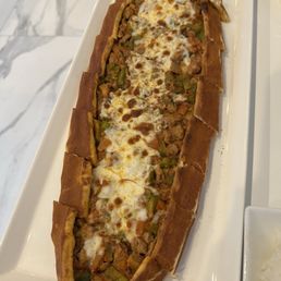 Pide with meat and cheese Pide with meat and cheese