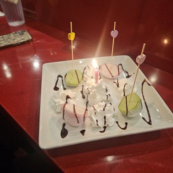 Domo Sushi - Birthday green tea and strawberry mochi - Sushi Bars Near Me - Anaheim Hills, California Domo Sushi - Birthday green tea and strawberry mochi - Sushi Bars Near Me - Anaheim Hills, California