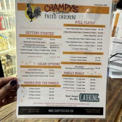 Champy's Famous Fried Chicken - Menu