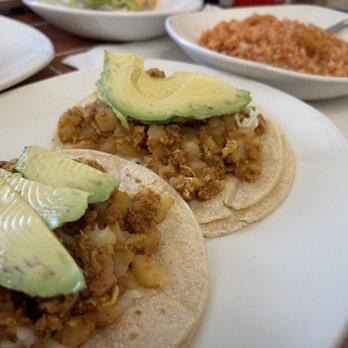 La Victoria - Breakfast tacos with rice side - Mexican Near Me - Dallas, Texas