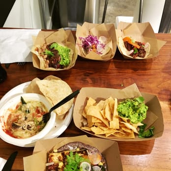 Corazon Cocina - Top: steak taco, fish taco, pork belly taco Middle: queso fundido and chips & guacamole Bottom: vegetarian taco - Mexican Near Me - Santa Barbara, California Corazon Cocina - Top: steak taco, fish taco, pork belly taco Middle: queso fundido and chips & guacamole Bottom: vegetarian taco - Mexican Near Me - Santa Barbara, California