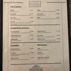 Stagecoach Pizza Kitchen - Pie options
