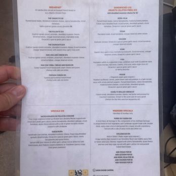Omarcitos Latin Cafe - Back of menu - Latin American Near Me - Chicago, Illinois Omarcitos Latin Cafe - Back of menu - Latin American Near Me - Chicago, Illinois
