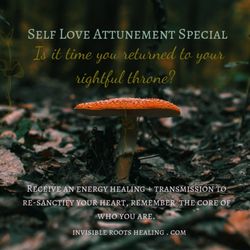 Invisible Roots Healing - Self Love Attunement Special. Feb - March 15th. Receive a luxurious 90 minute energy healing + transmission to re-sanctify your heart.
