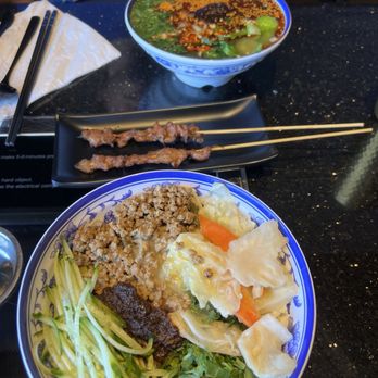Kung Fu Noodle - 3. BBQ Lamb Skewer 2. Steamed Cold Noodles 4. Thin Vermicelli Noodles in Chicken Broth - Chinese Near Me - Columbus, Ohio