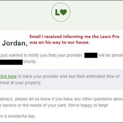 Lawn Love Lawn Care - When he was on his way to our house May 1st.