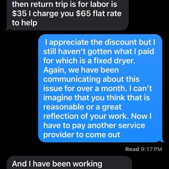 Elste Appliance Repair - What you don't see are the countless texts that went unanswered when he didn't show up when he said he would - Appliances & Repair Near Me Elste Appliance Repair - What you don't see are the countless texts that went unanswered when he didn't show up when he said he would - Appliances & Repair Near Me