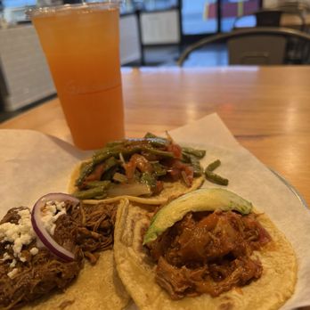 Guisados - From left to right. Chicken Mole, Nopales and Tinga with avocado! Nice touch and variety of flavors - Tacos Near Me - Long Beach, California Guisados - From left to right. Chicken Mole, Nopales and Tinga with avocado! Nice touch and variety of flavors - Tacos Near Me - Long Beach, California
