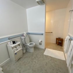 The Inn At Benicia Bay - Spacious walk in shower...perfect for handicap or seniors needing extra space, fold down chain & grab bars.